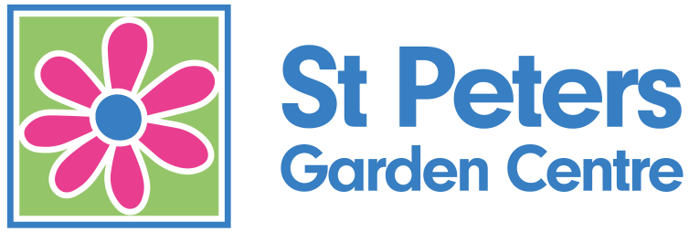 Iconic St Peters Garden Centre Logo - a flower in bright, pink, green and blue.